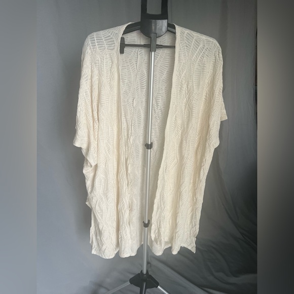 Cream Textured Open Cardigan